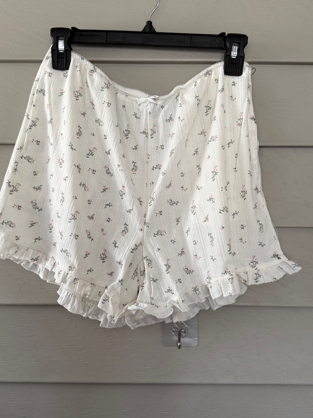 Floral Ruffle Sleep Shorts - White